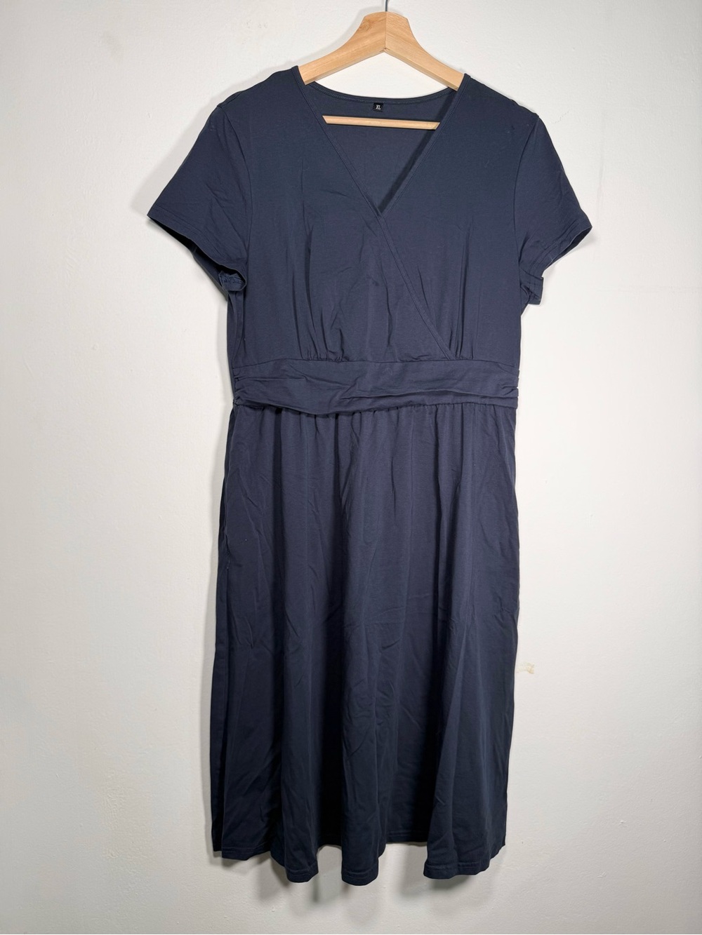 Classic Navy V‑Neck Short Sleeve Dress
